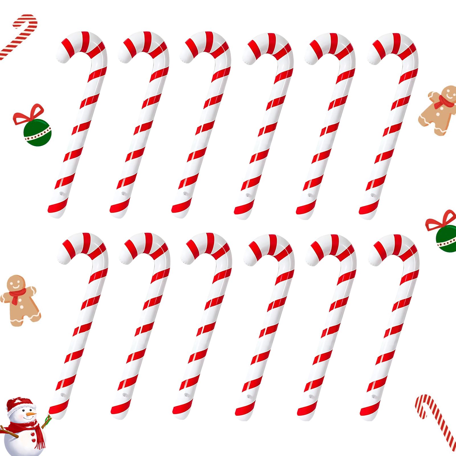 Photo 1 of 12pcs 35 Inch Inflatable Christmas Candy Cane for Christmas Decorations, Outdoor Holiday Decorations by QIFU