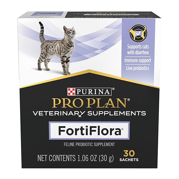 PURINA PRO PLAN VETERINARY SUPPLEMENTS FORTIFLORA CAT PROBIOTIC SUPPLEMENT FOR CATS WITH DIARRHEA – 30 CT. BOX