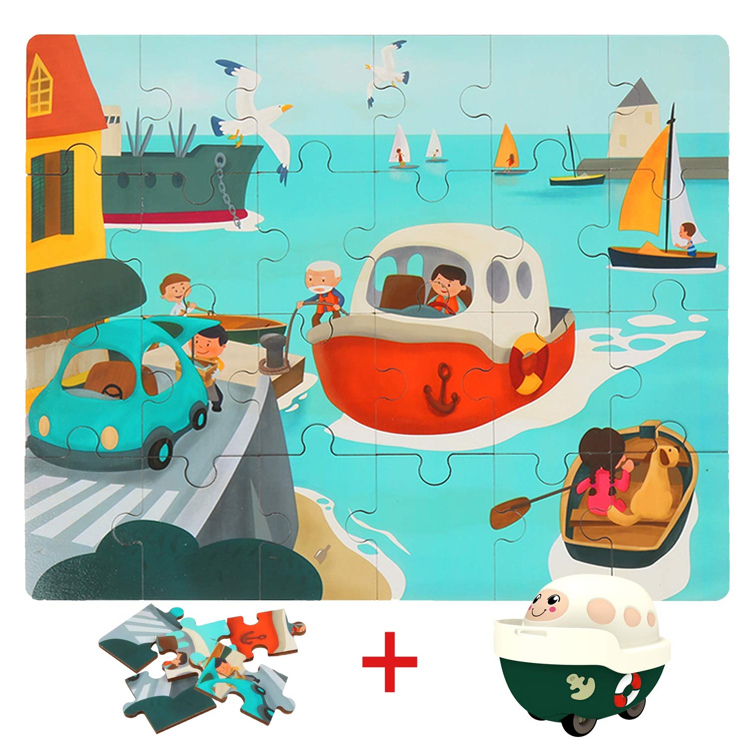 TOP BRIGHT Wooden Puzzles for Toddler 3 Year Old Boys and Girls, 24