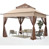 ABCCANOPY Pop Up Gazebo 11x11 with Mosquito Netting, Beige