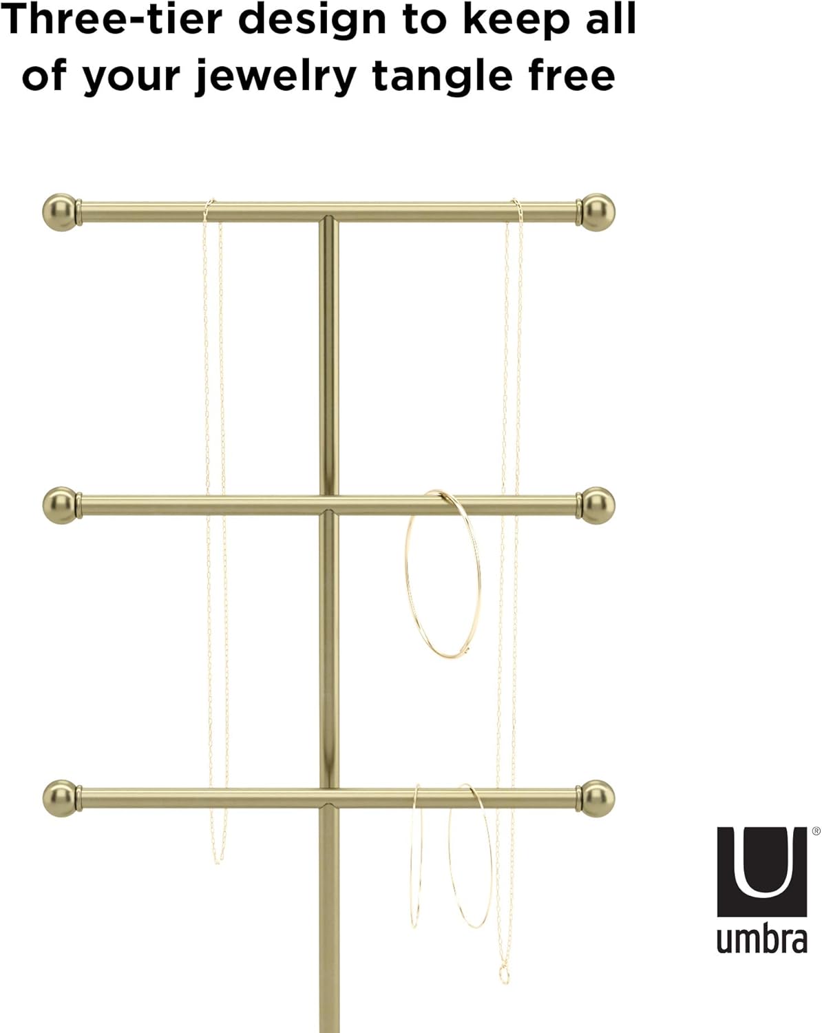 Umbra Trigem Hanging Jewelry Organizer 3 Tier Extra Tall Tabletop
