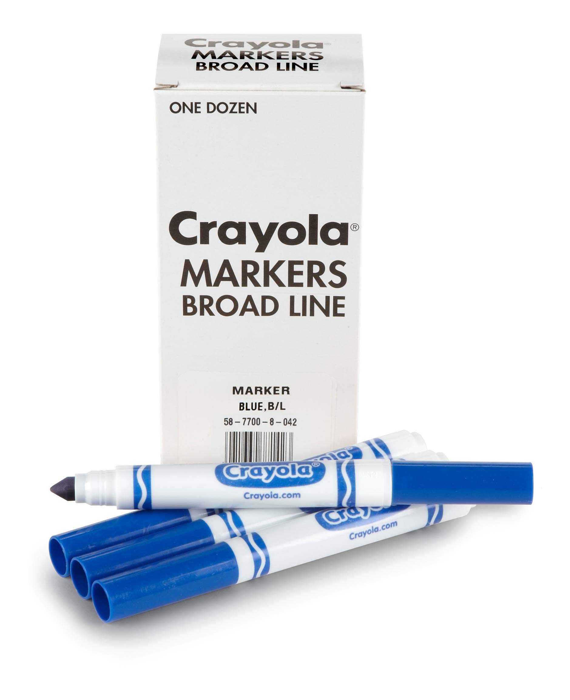 Crayola Broad Line Markers - Blue (12Ct), Markers for Kids, Bulk School Supplies for Teachers, Nontoxic, Marker Refill with Reusable Box