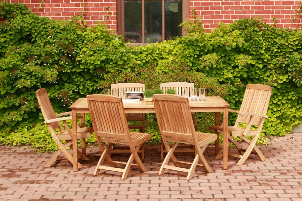 Three Birds Casual Brunswick Rectangle Dining Table with Braxton Folding Chairs Set, Teak