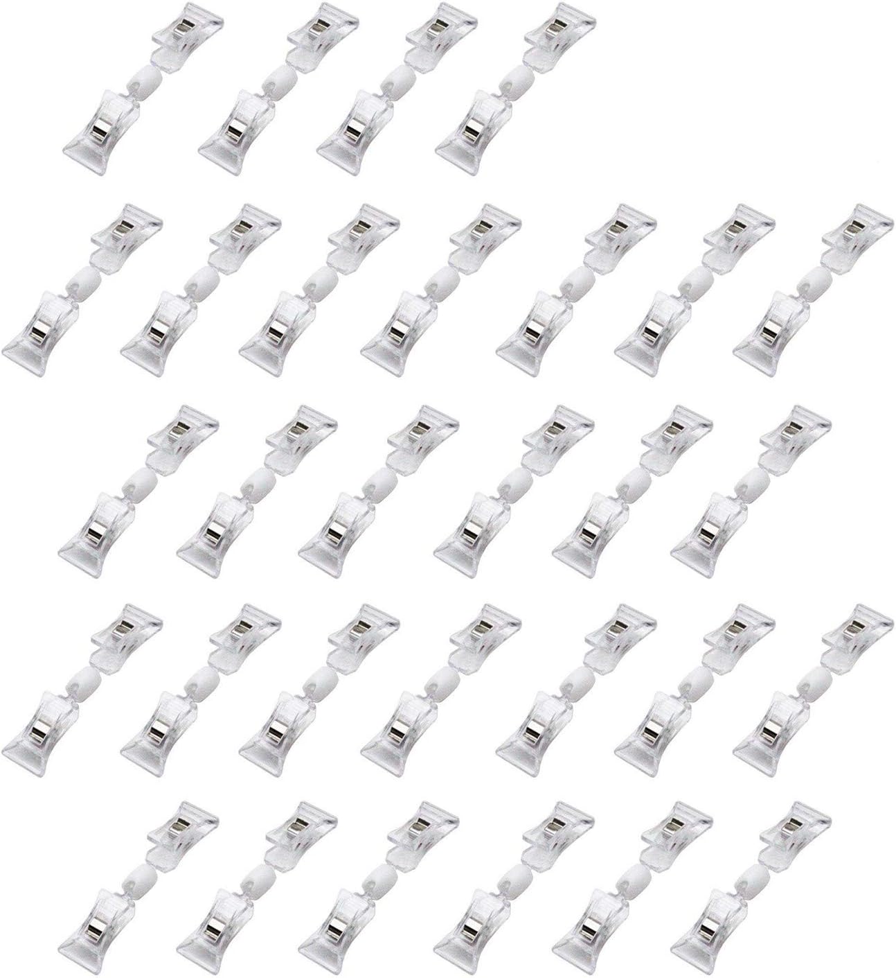 30pcs Clear Plastic Rotatable Double Clip Merchandise Sign Display Mini Clip Tag Holders