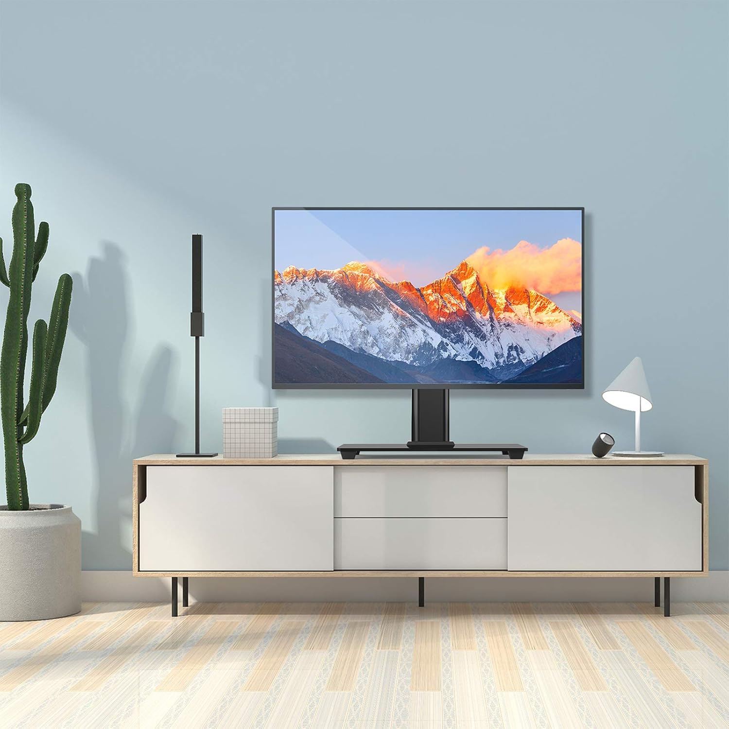 PERLESMITH Universal TV Stand - Table Top TV Stand for 37-55 inch LCD LED TVs - Height Adjustable TV Base Stand with Tempered Glass Base & Wire Management, VESA 400x400mm: Electronics