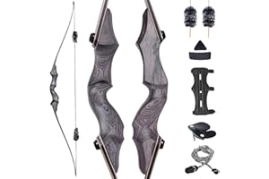 OBTOUTDOOR Archery Takedown Longbow 60inch 25lbs-60lbs Right Hand Traditional Wood Hunting Bows with Accessories for Target S