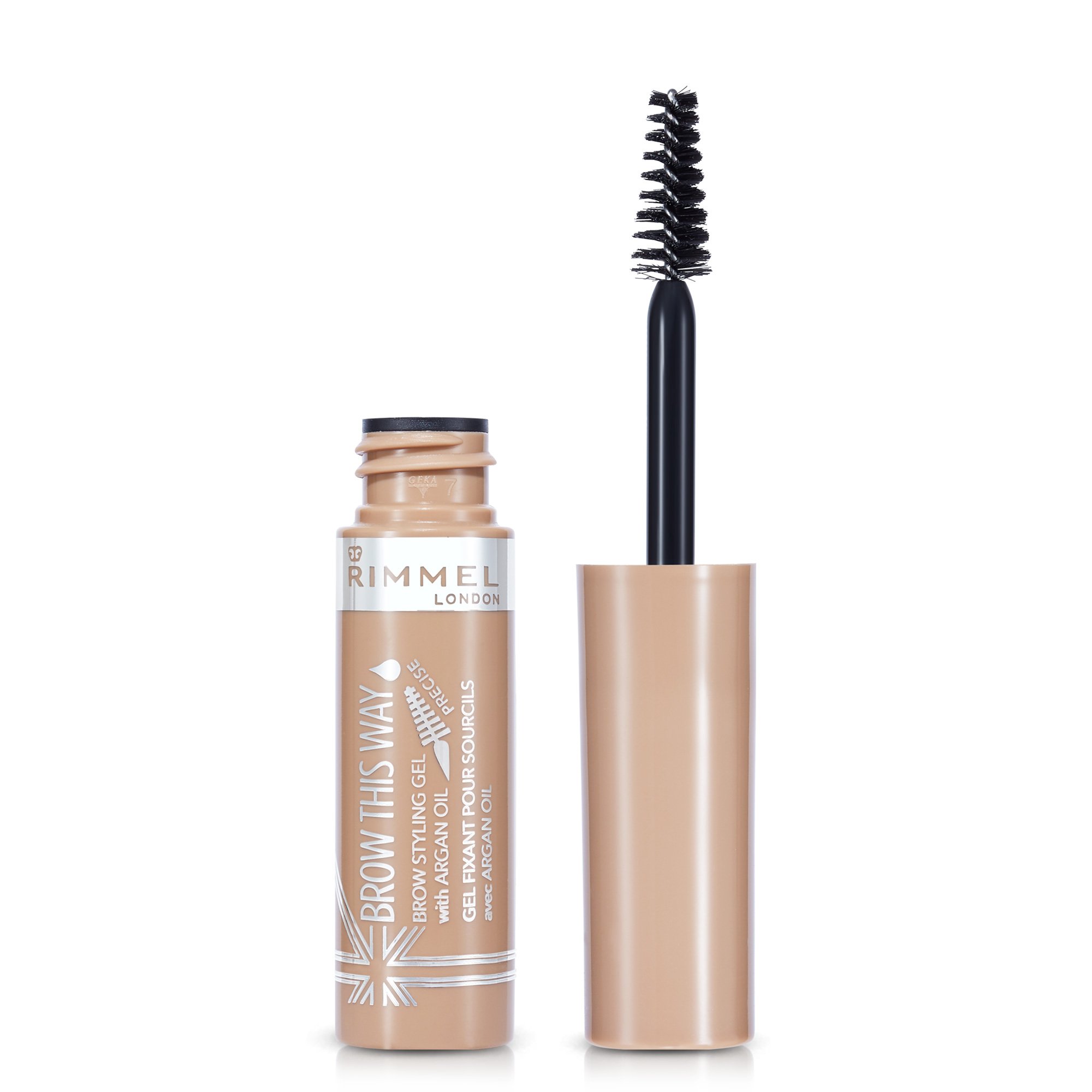 Rimmel London Brow This Way Brow Styling Gel with Argan Oil, Tames and Sets Brows, Blonde, 5 ml