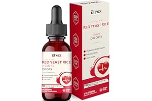 Elysx Liposomal Red Yeast Rice with Coq10 Liquid Drops, Red Rice Yeast for Cholesterol Health, Immune & Heart Support, with Biotin, Bromelain & Vitamins, 2 FL OZ