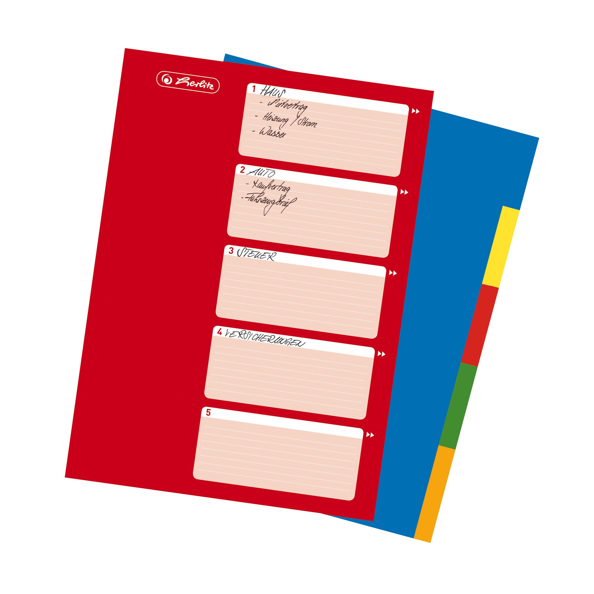Herlitz Ring Binder A4 Subject Dividers 5 Part with Index Polypropylene Europunched 1-20