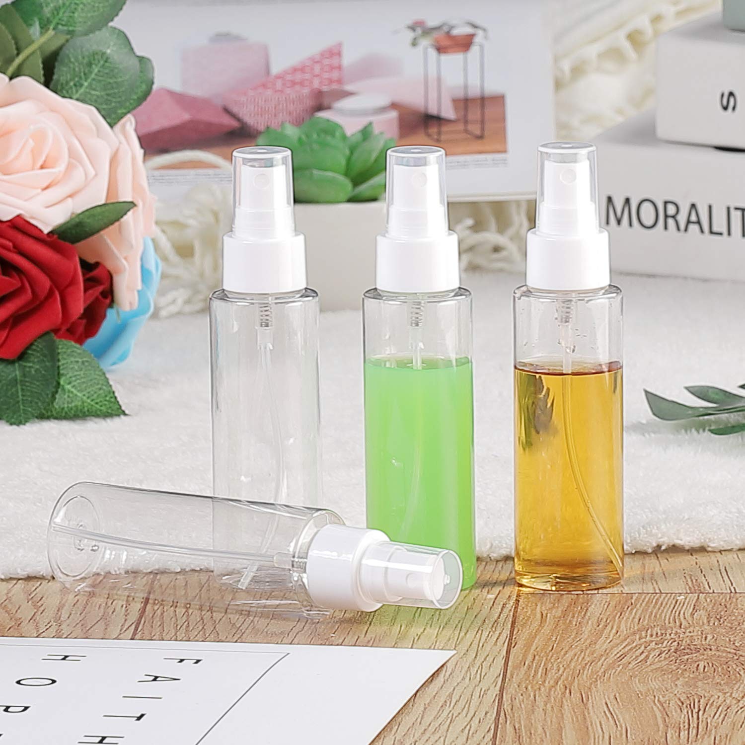 VEIDIA 6 Pack 100 ML Clear Spray Bottles Plastic Fine Mist Spray Bottle Container Refillable Makeup Cosmetic Atomizers Bottles for Cleaning, Hair, Perfumes, Liquids : Beauty