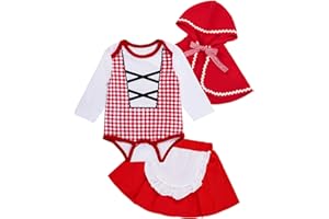 Yruiz Baby Girls' Little Red Riding Hood Cosplay 3PCS Halloween Christmas Skirt Set with Cloak