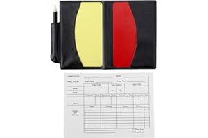 PENITUE Football Ref Soccer Referee Kit, Yellow Red Cards with Card Storage Wallet Record Paper Pencil Warning Referee Accessories Equipment Set for Football Volleyball Basketball Sports Matches & Training