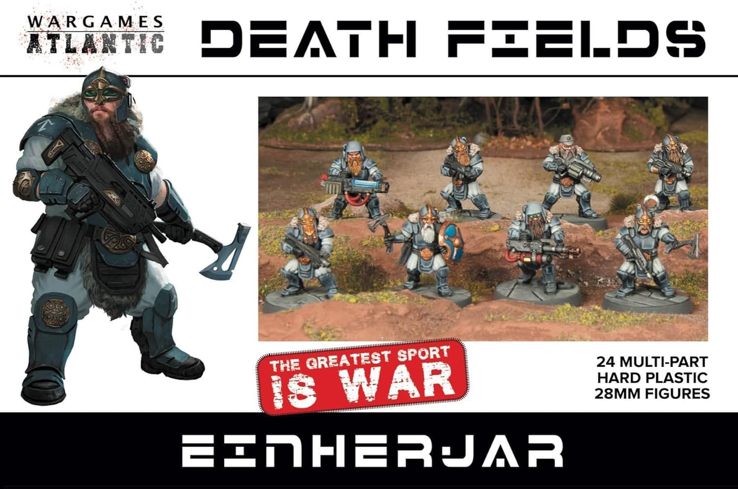 Wargames Atlantic - Death Fields : Einherjar Infantry (24 Figures) Multi-Part Hard Plastic (HIGH Impact POLYSTYRENE) 28MM Figures