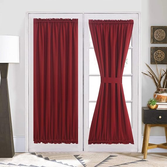 Aquazolax Solid Blackout Thermal Curtains French Door Panels, 54" W x