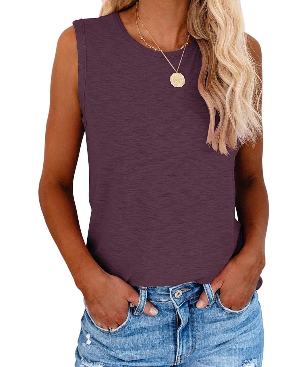 Buy Women's Loose Tank Top High Neck Fitting Short Tops Shirts Clothes Athletic Sleeveless Crop