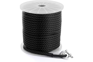 Chunm Boat Anchor Rope Anchor Line 3/8 Inch 200 ft Solid Braid MFP Boat Rope with Stainless Steel Thimble and Shackle, Marine