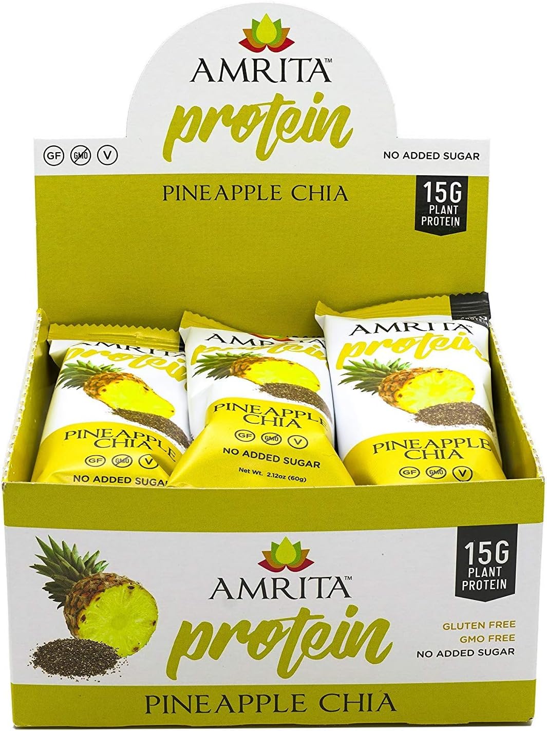 Amrita Protein Bars KETO and Paleo Friendly Nut Free and Allergen Free (Pineapple Chia)