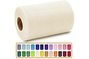 MIGLORIA Ivory Tulle Fabric Roll 6 Inch X 300 FT (100 Yards) Matte Tulle Ribbon Netting Mesh Spool for DIY Tutu Skirt Wedding Bow Gift Wrapping Baby Shower Christmas Party Halloween Decorations