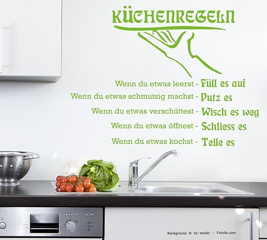 Sunnywall Wandtattoo Wandaufkleber Küche Küchenregeln Regeln Gold Gr4