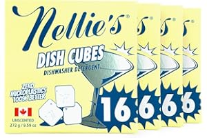 Nellie's Dish Cubes - 64 pack (4 boxes of 16 packs) - Eco-Conscious Dishwasher Detergent - Less Plastic - Convenient and Spac