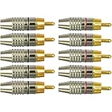 CESS RCA Plug Solder Gold Audio Video Cable Connector (10 Pack)