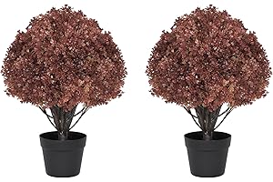 Azoco 24" Fall Topiary Trees Artificial Outdoor Set of 2, UV-Resistant Faux Boxwood Plants for Outside Planters, Realistic Autumn Bushes & Shrubs for Front Porch Decor, 2ft Seasonal Accent