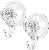 GlobaLink Clear 3KG Vacuum Suction Hooks 2 Pack Heavy Duty Reusable