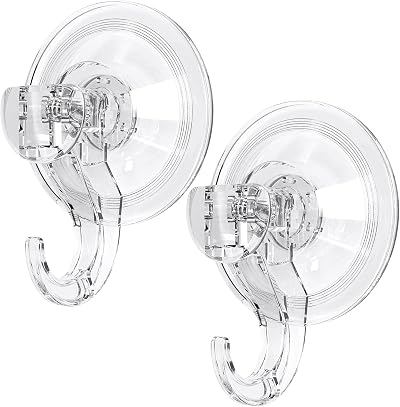GlobaLink Clear 3KG Vacuum Suction Hooks 2 Pack Heavy Duty Reusable
