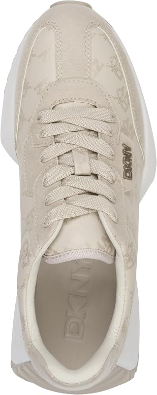 Naples Sneaker Damen Beige mit Schnürung und Logo-Print