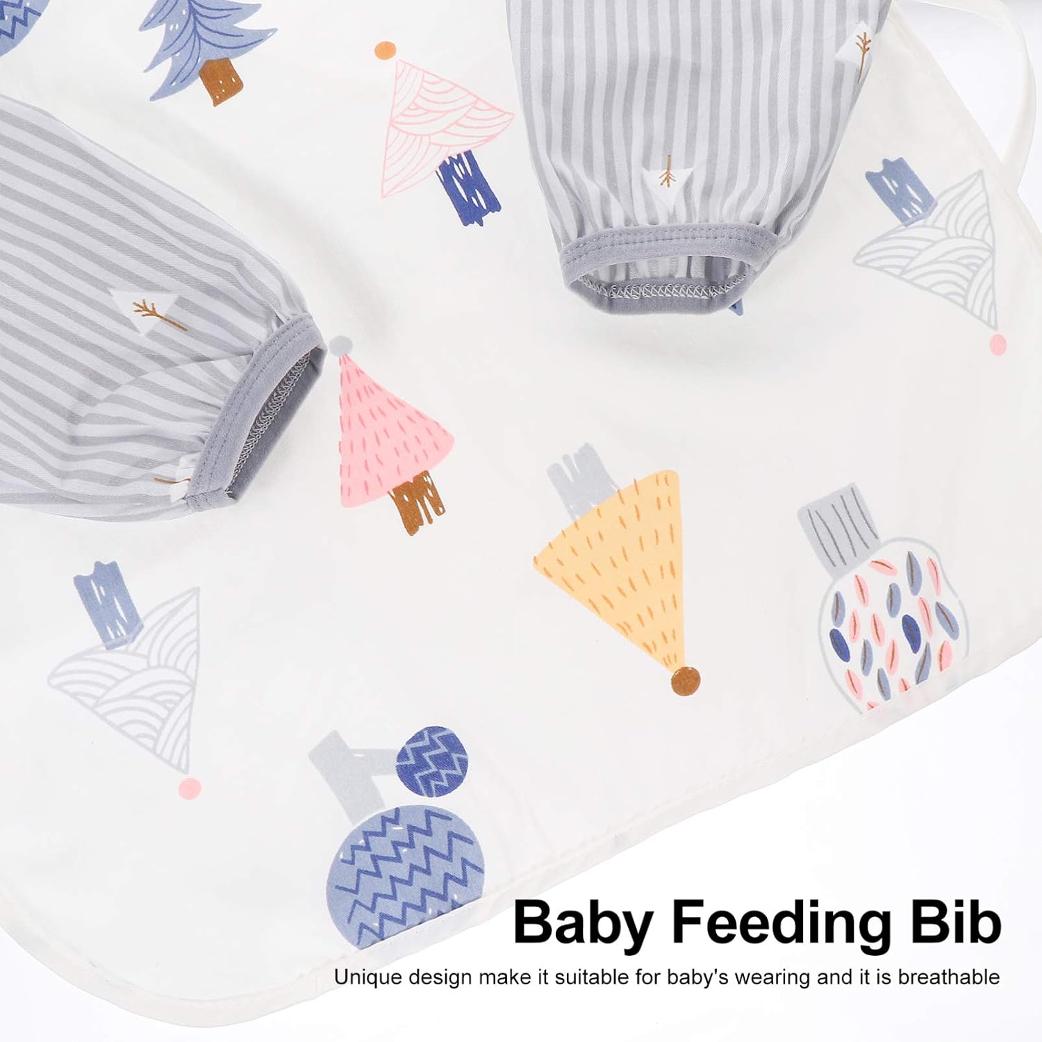 Baby Sleeved Bib Waterproof Baby Feeding Smock Cartoon Toddler Bib Aprons for Kids Feeding Painting Christmas Craft Party Supplies Blue - Image 5