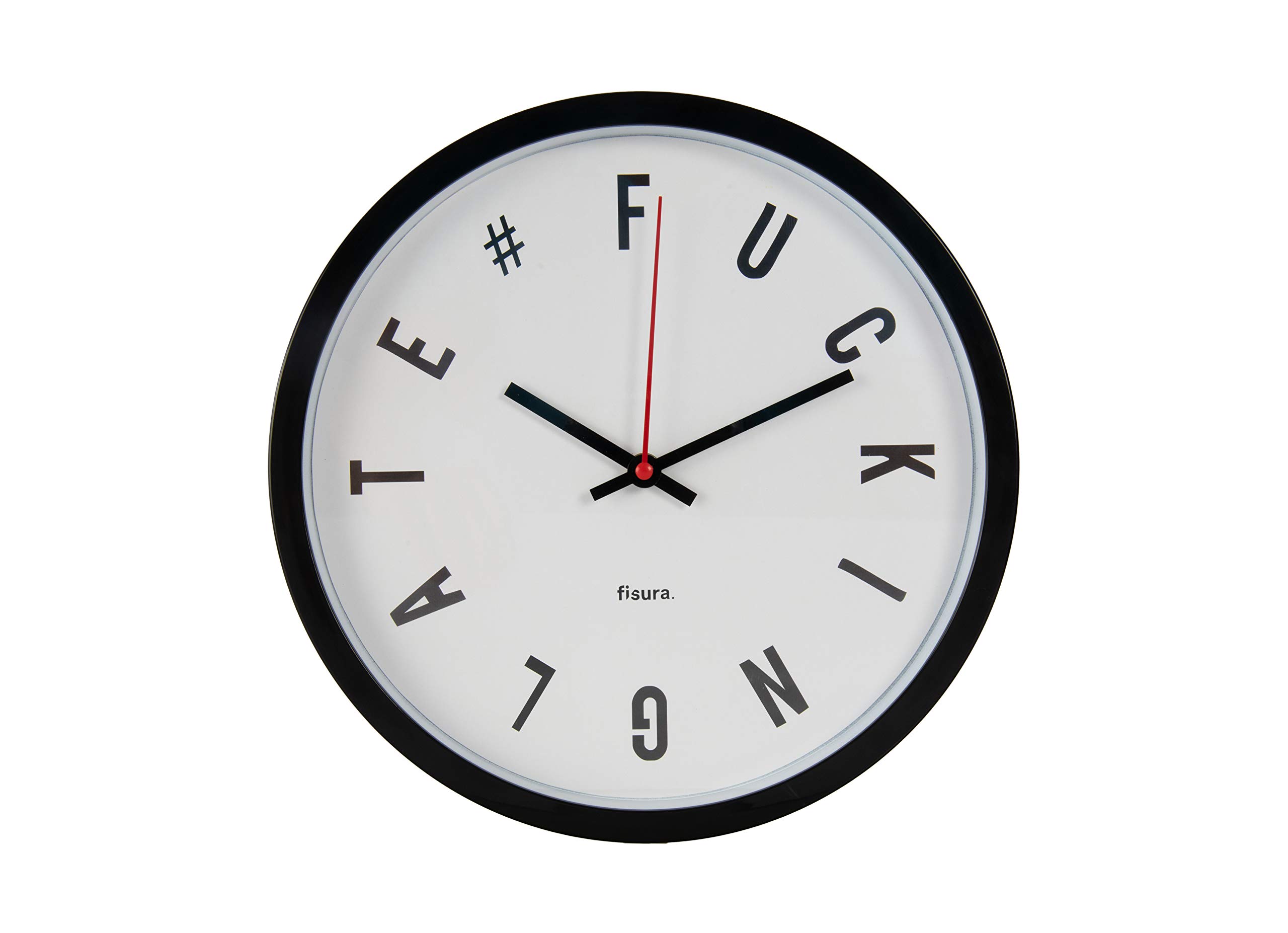 FISURA Wall Clock, Acrylonitrile Butadiene Styrene (ABS), White, Standard Size