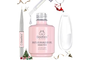 BEETLES GEL POLISH Beetles Builder Gel HEMA-Free-Sheer Breeze 0.5 oz 7 in 1 for Building Apex Strengthening Thickening Extension DIY Salon at Home for Beginner Sensitive Nails,Clear Builder Nails Gel Kit,UV Lamp Needed