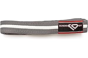 KO Sports Gear - Brazilian Jiu Jitsu Belt - Knockout Label Youth BJJ Gi for Kids with Ranking Stripes Martial Arts Belts