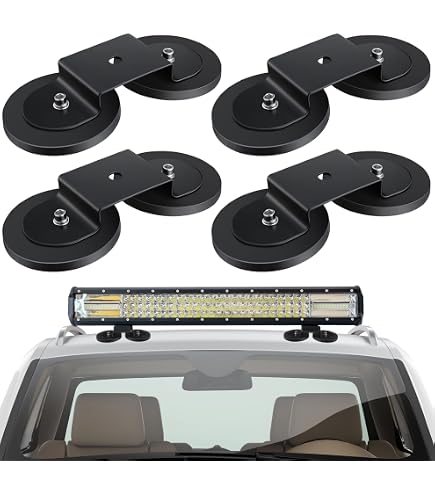 Soportes Magnéticos Para Barra De Luces LED - Base Imantada, Sin Taladrar, Para Techo O Capó De 4x4, SUV, Camión