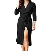 NY Threads Women's Robe Long Knit Bathrobe 3/4 Sleeves Soft Kimono Lightweight Loungewear