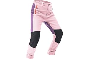 Buyboxs Boys Snow Pants Kids Fleece Lined Thermal Winter Hiking Pants Waterproof Softshell Elastic Waist Outdoor Cold Weather