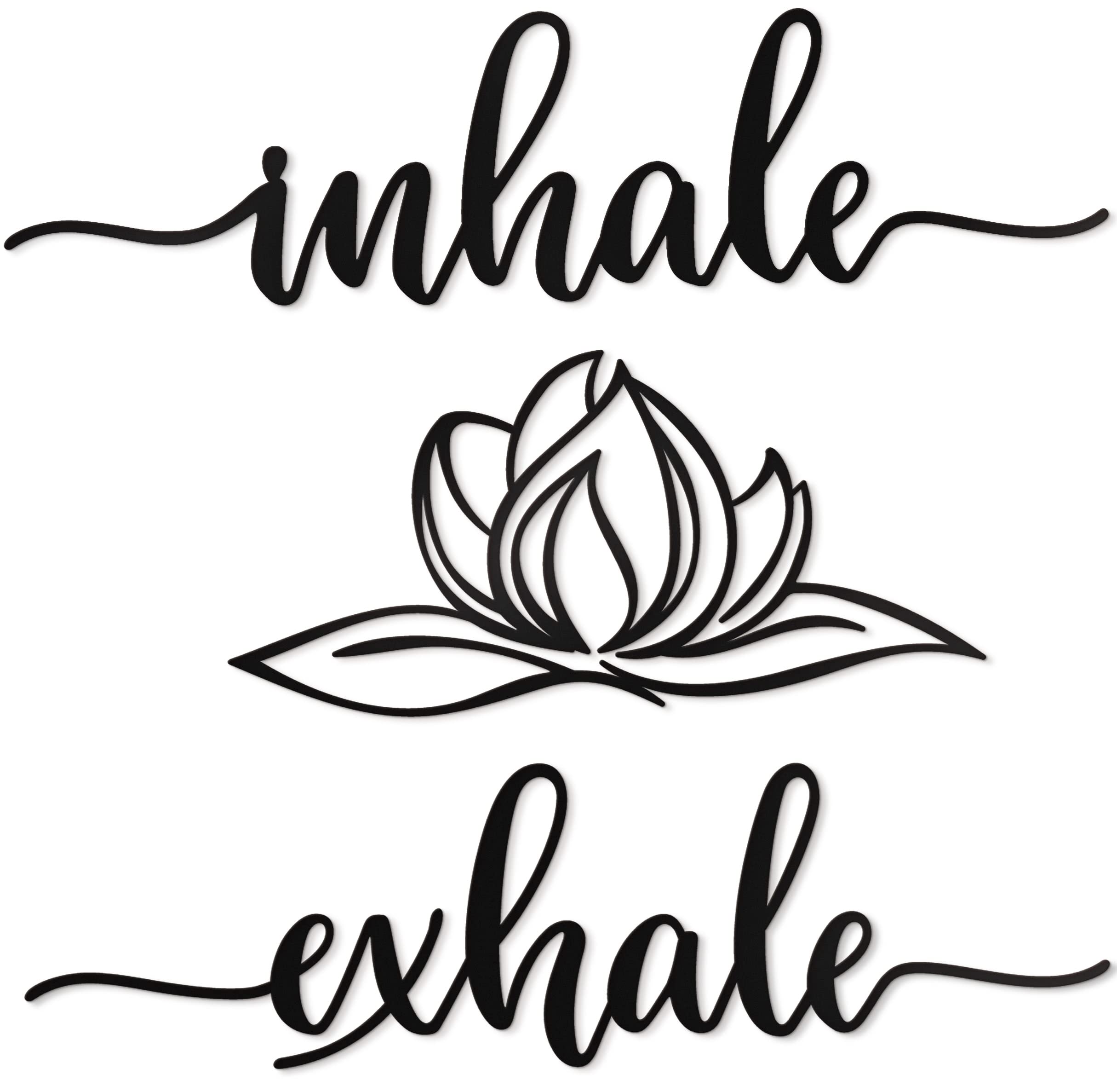 Photo 1 of Vivegate Home Inhale Exhale Wall Art Lotus Flower Metal Zen Wall Decor - 18"X18" Black Modern Clearance Inhale Exhale Lotus Flower Metal Wall Signs For Hanging Room Shelf Décor