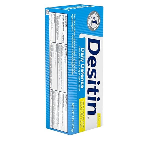 DESITIN DAILY DEFENSE BABY DIAPER RASH CREAM WITH ZINC OXIDE TO TREAT, RELIEVE & PREVENT DIAPER RASH, HYPOALLERGENIC, DYE-, PHTHALATE- & PARABEN-FREE, 4 OZ