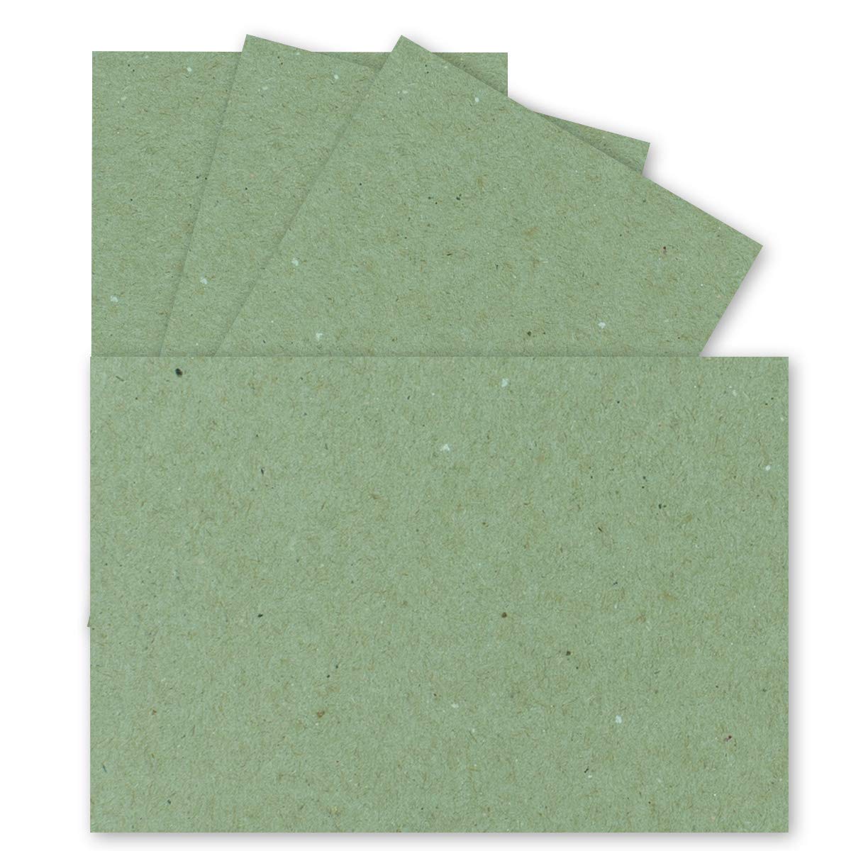50 x DIN A7 Single Cards, 10.5 x 7.3 cm, 240 g/m², Green Kraft Paper, Mini Cards, Ideal for DIY Design, Name Cards & Business Cards