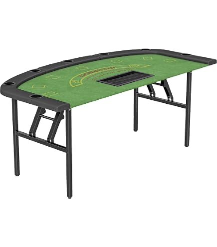 Table De Poker Pliante 10 Joueurs – 208 X 107 Cm, Surface Feutre Vert, Accoudoirs Et Porte-gobelets, Sac De Transport