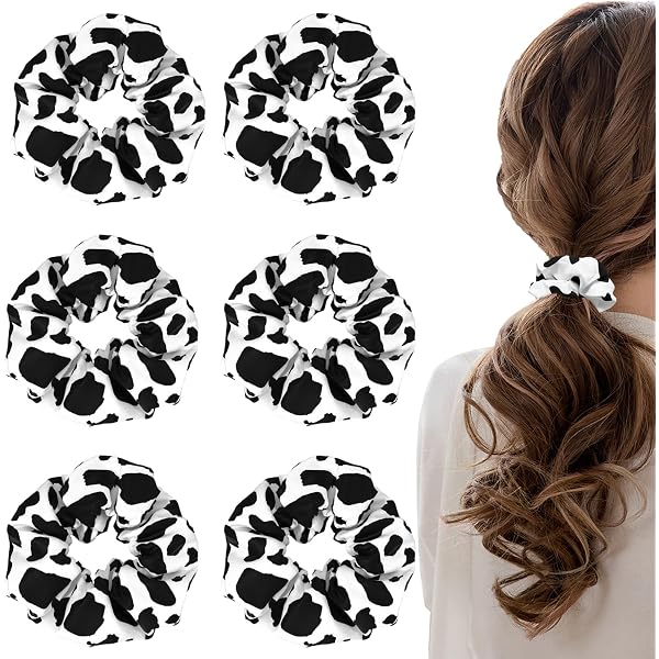 Haargummis Mit Kuh-Print – Elastisch, Süß & Praktisch | 4er-Set Für Mädchen, Frauen, Zöpfe & Pferdeschwanz