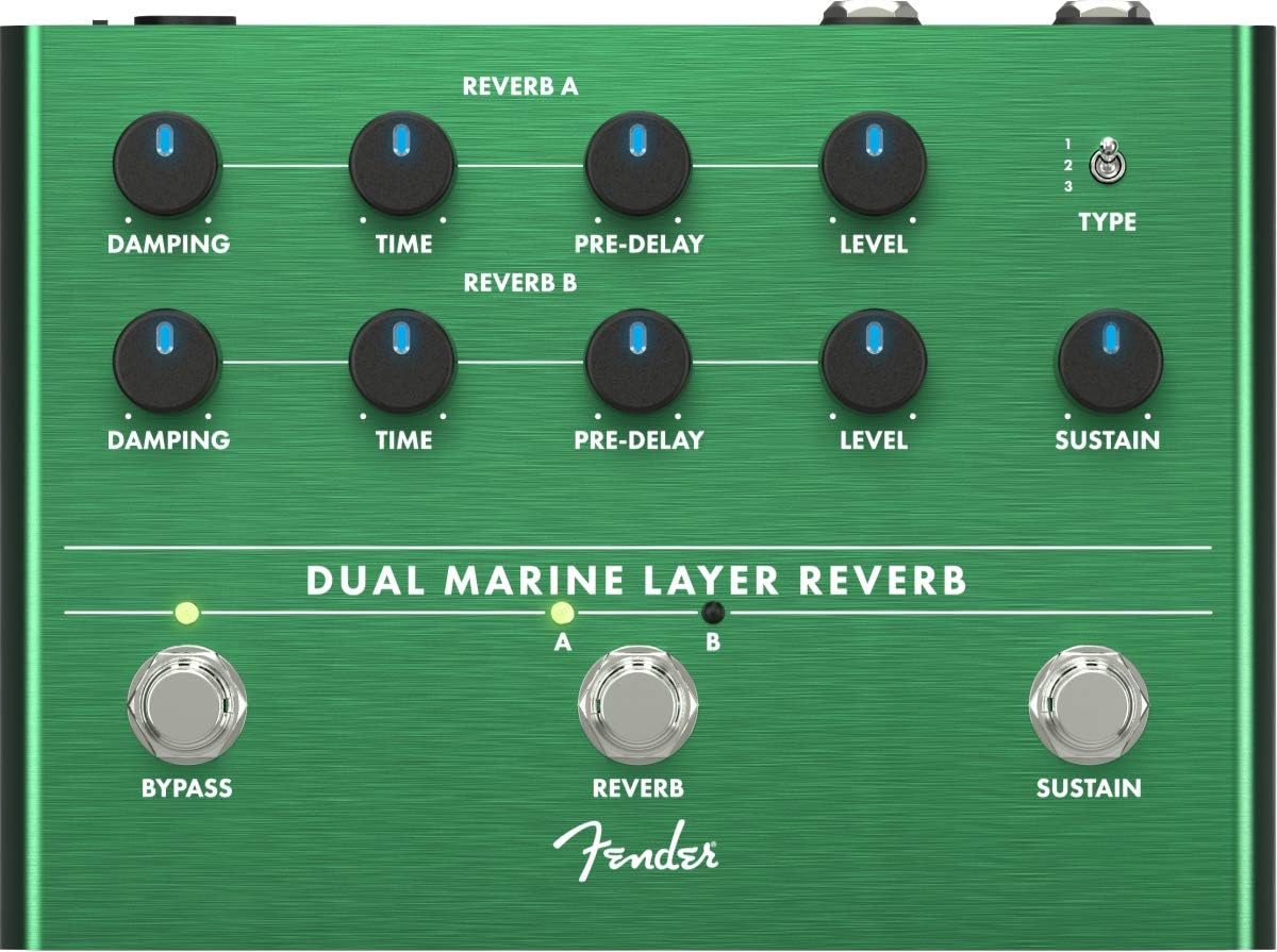 Fender 'Dual Marine Layer Reverb' Guitar Effects Pedal, Green