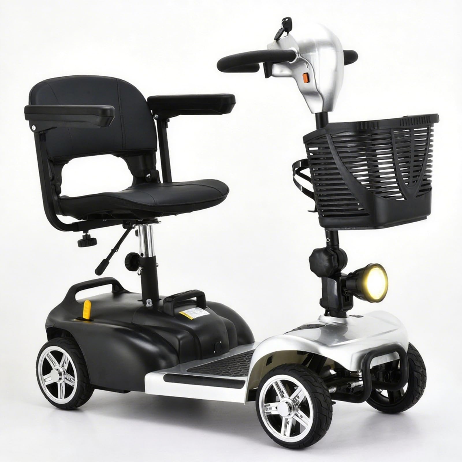 Photo 1 of ***MISSING KEY UNUSABLE FOR PARTS***
Powered Mobility Scooter, 265 lbs All Terrain Foldable Electric Scooter for Adults,Travel,Long Range Power Extended Battery with Charger,Basket and LED Light (X-02 Silver)