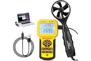 Kethvoz 856A HVAC Anemometer, Commercial CFM/CMM Air Flow Tester w/USB Data Storage & PC Connect - Measures Wind Speed, Air Volume, Temperature for AC, Ducts, Dust Collection Systems