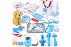 Doctor Kit for Toddlers 3-5 - Play Veterinarian Set Toys for 3 4 Year Old Boys Girls, Pretend Play Medical Kit with Dog, Bag,