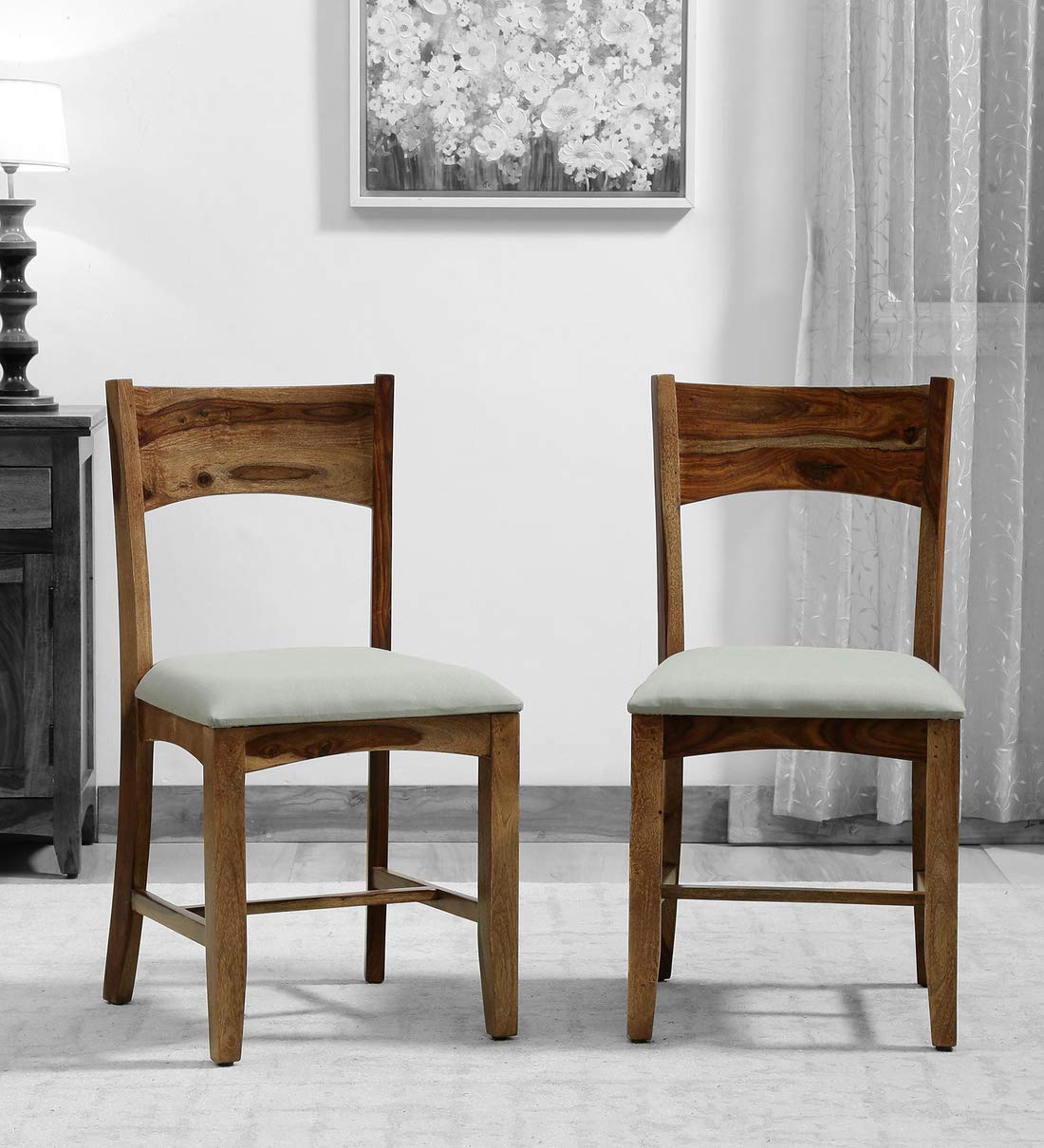 Woodsworth by Pepperfry Biscay Solid Wood Dining Chairs (Set of 2) in