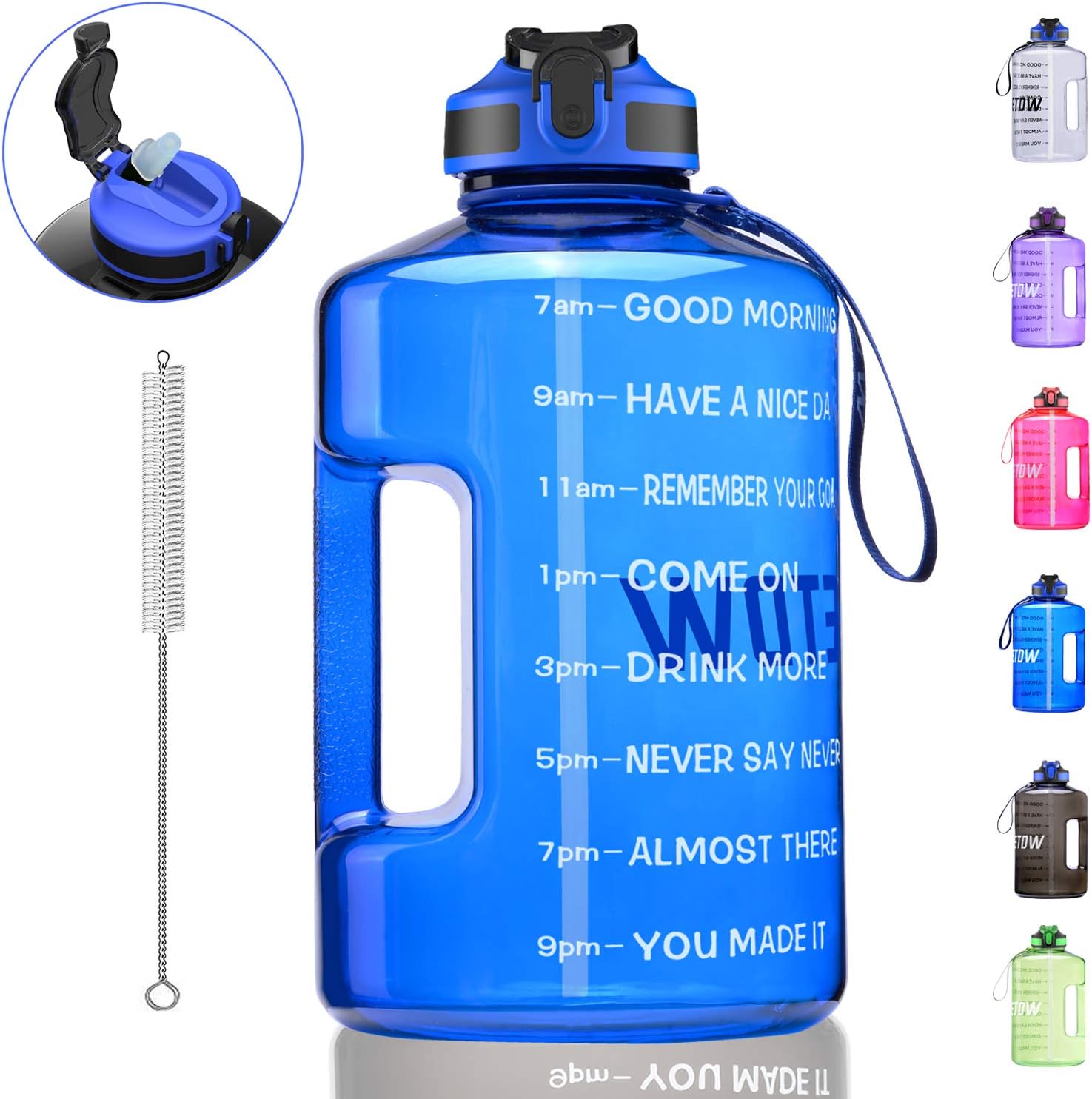 ETDW Gallon Water Bottle with Straw and Time Marker, 128OZ/74OZ BPA