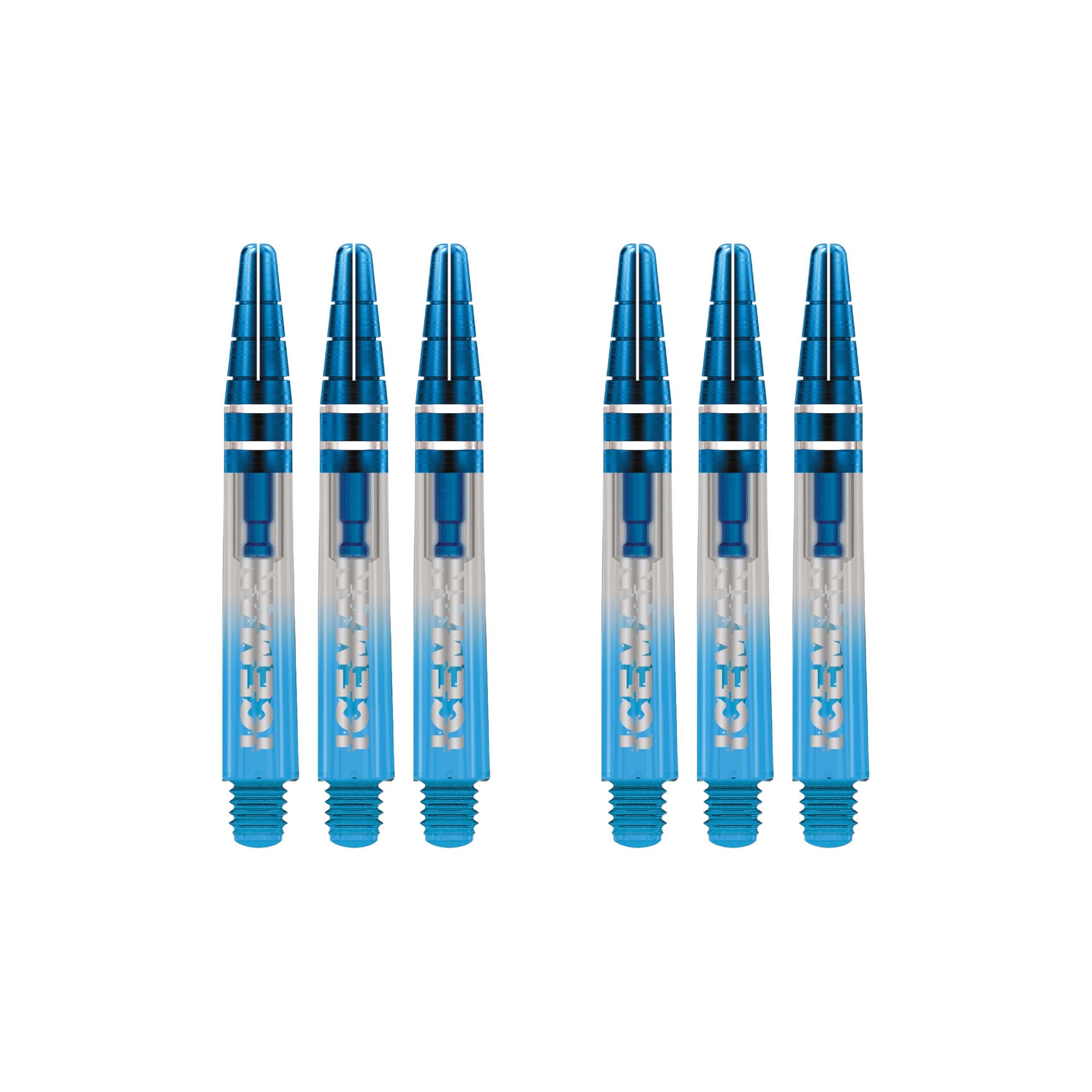 RED DRAGON Gerwyn Price Nitrotech Blue Dipped with Blue top Medium Dart Shafts - 2 sets per pack (6 shafts in total)