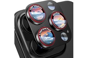 HelloDeere Camera Lens Protector for iPhone 16 Pro Max/iPhone 16 Pro/iPhone 15 Pro Max/iPhone 15 Pro/iPhone 14 Pro Max/14 Pro , [Military Grade Shatterproof][Full Coverage Metal] [Strong Adsorption] 9H Metal Aluminum Alloy Tempered Glass Camera Screen Cover, [Case-Friendly], Black Titanium