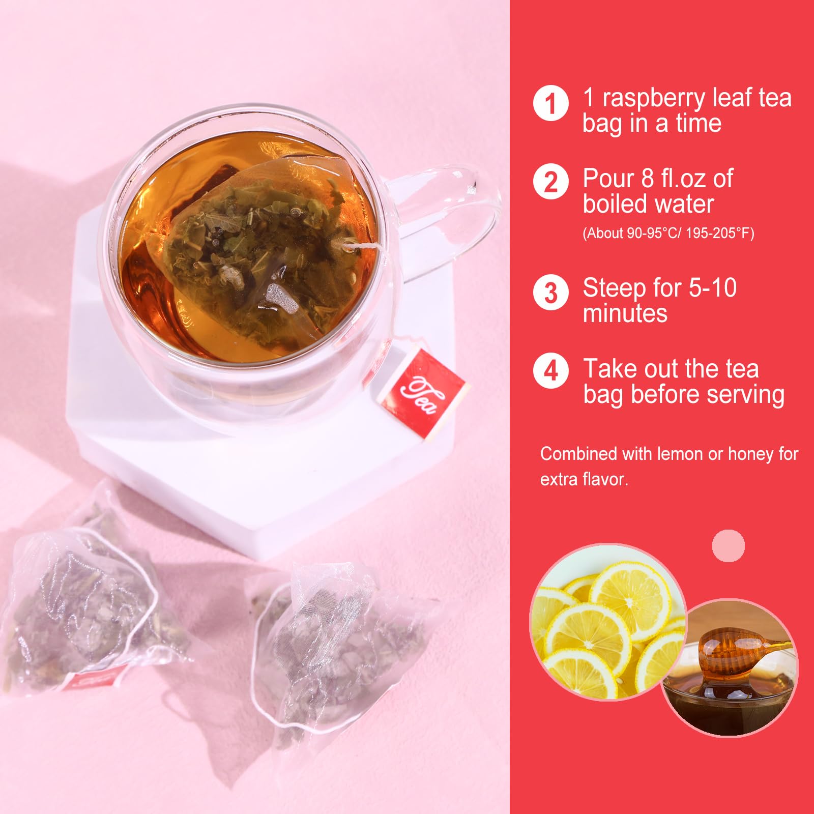 FullChea - Raspberry Leaf Tea Bag, 40 Teabags - Natural Pregnancy Tea - Pure Red Raspberry Leaf Herbal Tea - Non-GMO - Caffeine-free - Help Childbirth & Support Menstrual